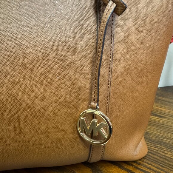 Michael Kors Leather Signature Tote Bag SADDLE BROWN color used ONE TIME -- EUC - Picture 2 of 13